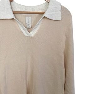 NWT Joie Creme Crochet V-Neck Quarter Sleeve Sweater